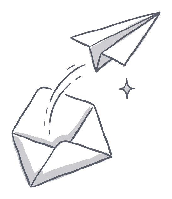 Ilustração à mão de um envelope, simbolizando o suporte da Advoris